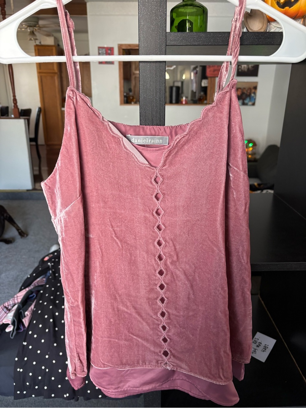Daniel Rainn Rose Pink Velvet Cold-Shoulder Cami
